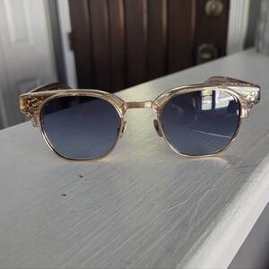 Moscot Tinif Gold Sunglasses with Blue Lenses